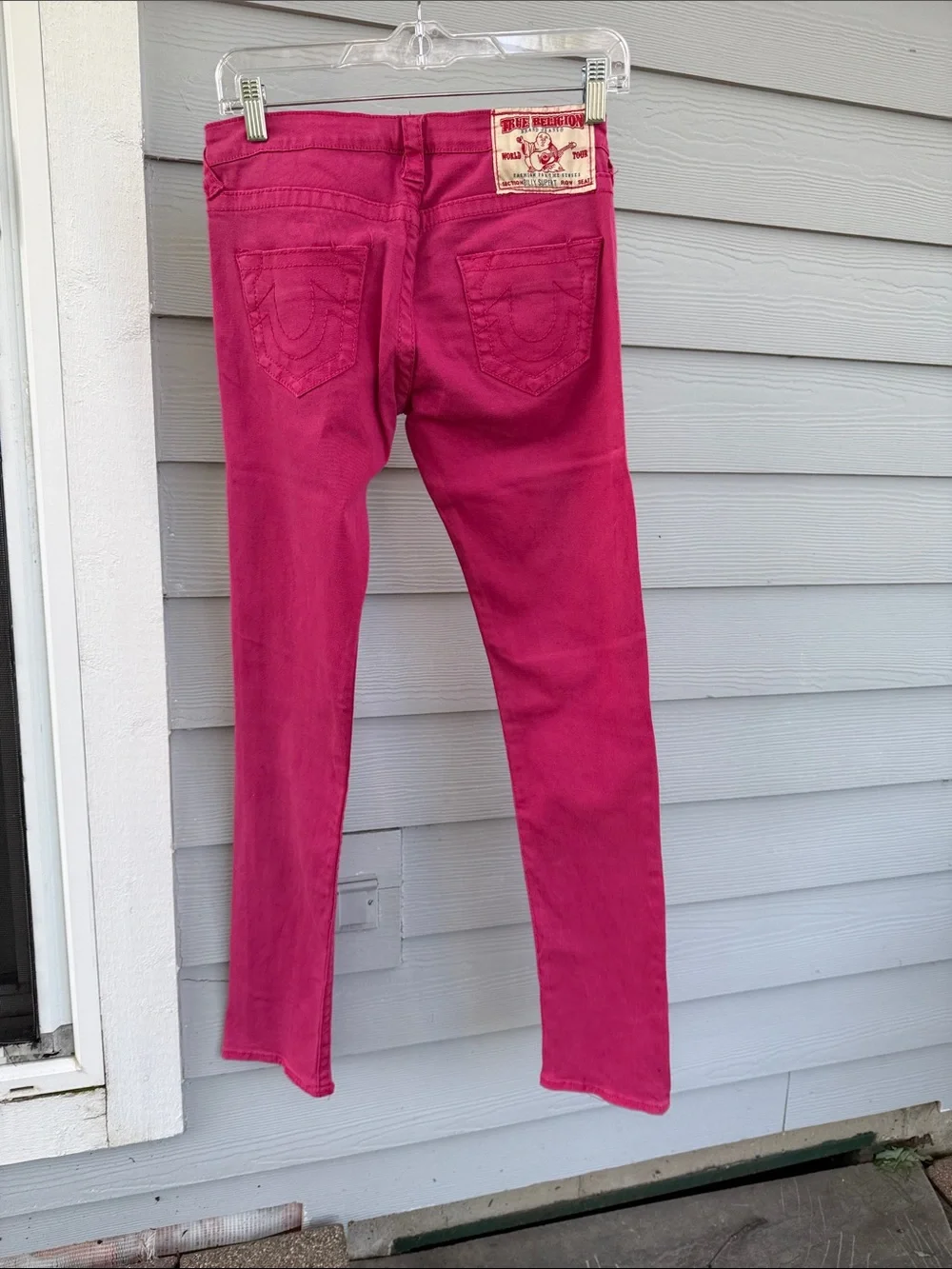 True Religion Women's Skinny Jeans in Fuchsia Pink - Picture 3 of 9